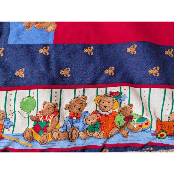 Vintage Teddy Bear Crib Quilt Baby Nursery Decor Country Handmade Throw Blanket - Picture 9 of 12